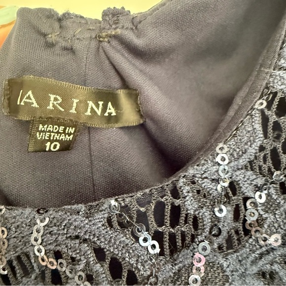 Marina Navy Blue Formal Dress Lace Sequins Size 10 - Picture 6 of 16